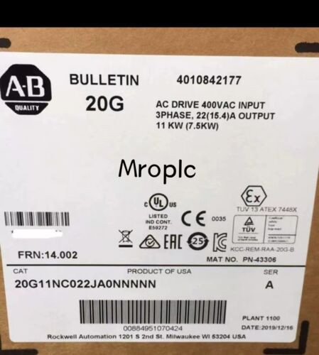 Allen-Bradley 20G11Nc022Ja0Nnnnn New  20G11Nc022Ja0Nnnnn 1Pcs
