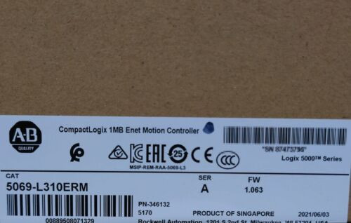 New Unopened Ab 5069-L310Erm Compactlogix Ethernet/Ip Motion Controller