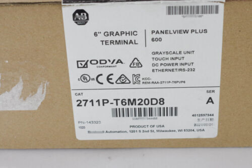 Allen Bradley 2711P-T6M20D8 Ser A Panelview Plus 600 Factory Sealed 2711Pt6M20D8
