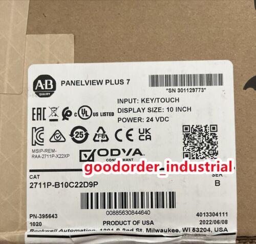 New Allen Bradley 2711P-B10C22D9P Ser B Panelview Plus 7 Terminal 10-In Ups/Sf