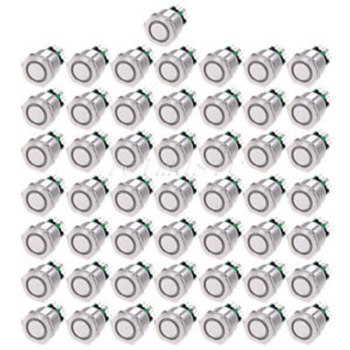 50Pcs 25Mm 12V Green Led Stainless Switch 6 Pins Latching Push Button