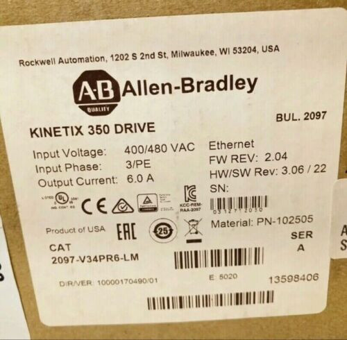 Sealed Allen Bradley 2097-V34Pr6-Lm Kinetex 350 Servo Driver
