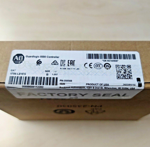 New Sealed 2022 Allen Bradley 1756-L81Es /B Guardlogix5580 Controller