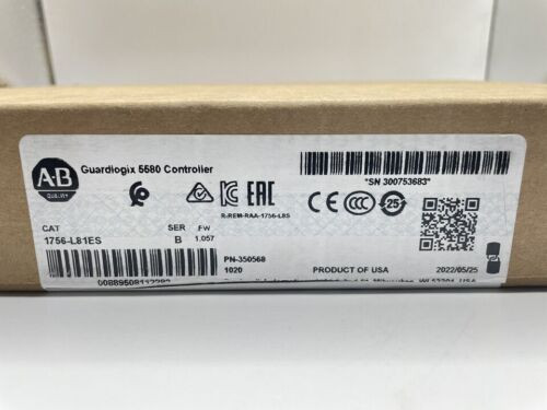 New Sealed Allen-Bradley 1756-L81Es /B Guardlogix5580 Processor 4.5Mb Ethernet