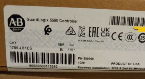 New Factory Sealed Allen-Bradley 1756-L81Es Guardlogix 5580 Controller