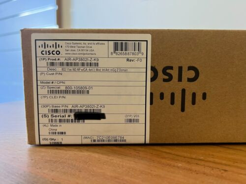 Cisco 3802I Air-Ap3802I-Z-K9 Access Point Wave 2 Mu-Mimo- 1Yr Wrty (New)