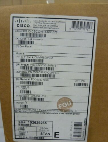 Cisco Ws-C3750V2-24Fs-S Switch. Free Delivery
