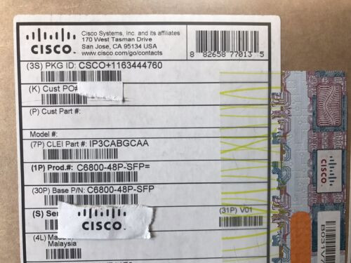 New Sealed Cisco C6800-48P-Sfp= Catalyst 6800 48-Port 1Ge Fiber Module W/ Dfc4