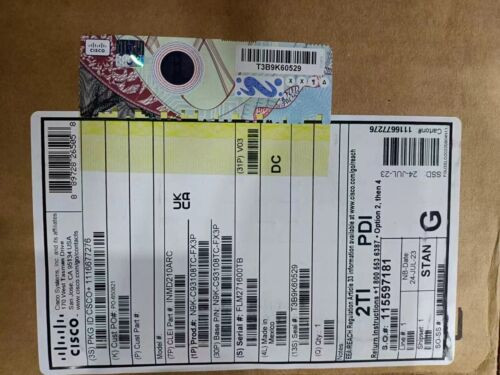 New Cisco N9K-C93108Tc-Fx3P - 48X 100M/1/2.5/5/10Gt, 6X 100G Switch
