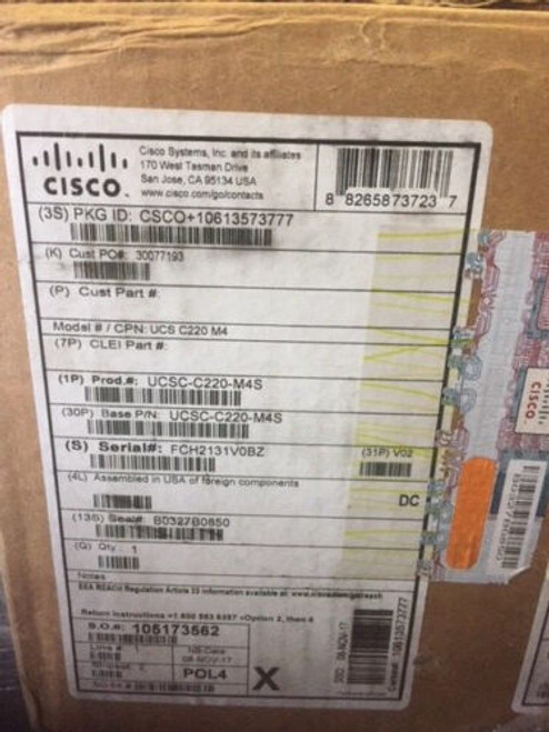 Cisco Ucs C220 M4S 1U Server 2 X Intel Xeon E5-2650V4 2.9Ghz 128Gb 24 Cores New