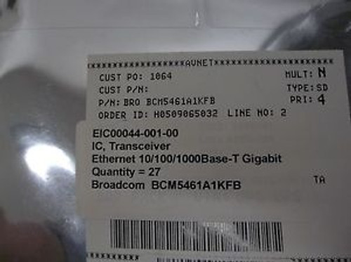 BroadcomTransceiver Ethernet Copper 10/100/1000Base-T Gigabit #BCM5461A1KFB