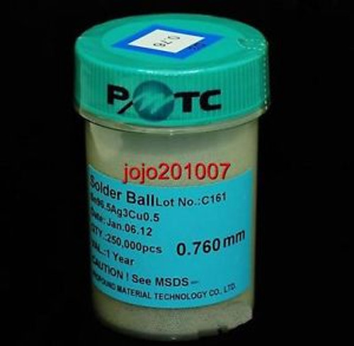 250K pcs 0.76mm BGA Reballing Rework Solder Balls Lead Free Sn96.5 Ag3 Cu0.5 250K pcs 0.76mm BGA Reballing Rework Solder Balls Lead Free Sn96.5 Ag3 Cu0.5