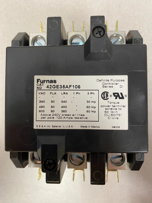 Furnas 42GE35AF106 Definite Purpose Magnetic Contactor (Series D, 3 Pole)