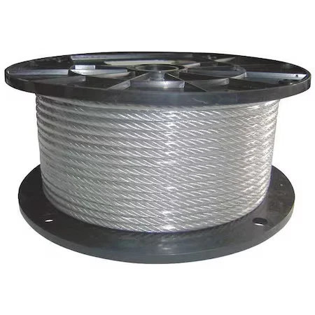 Dayton 33Rf89 Cable, 3/16 In., 500 Ft, 7 X 19, Clear Vinyl