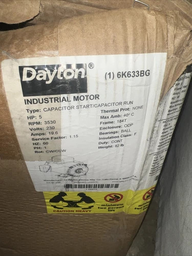 Dayton 6K633BG Gp Mtr,Cscr,Phase 1,5 Hp,3530 Rpm,184T