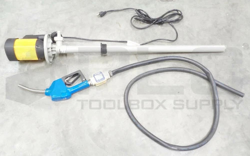 DAYTON 6GKR3 39" DRUM PUMP W/ 1DLK6 MOTOR AND K24 TURBINE METER GAS NOZZLE