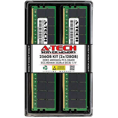 256GB 2x128GB PC5-4800 EC8 RDIMM ASUS Rack Server RS720-E11-RS24U Memory RAM