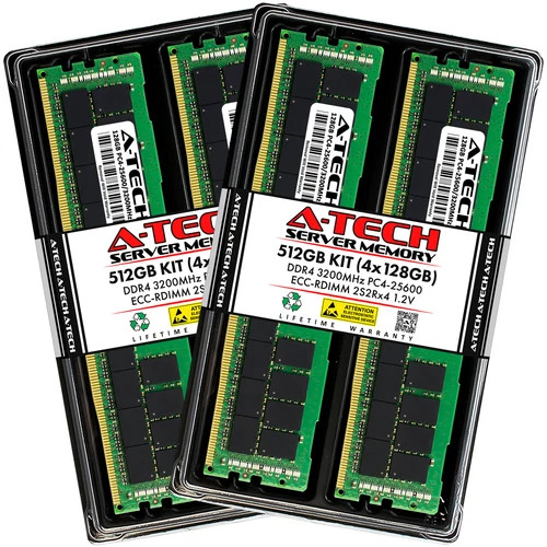 A-Tech 512GB 4x 128GB 2S2Rx4 4Rx4 PC4-25600 3200 ECC REG RDIMM Server Memory RAM
