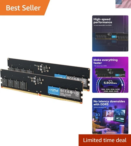 Micron 128GB RAM Kit - 5600MHz DDR5, 2x64GB .Modules for Optimal Performance