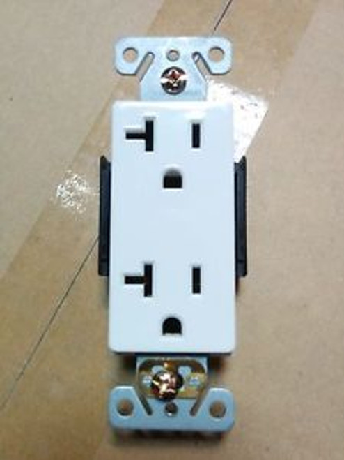 (50 pc) Decorator Duplex Receptacles 20 Amp WHITE 20A Decora Commercial Grade