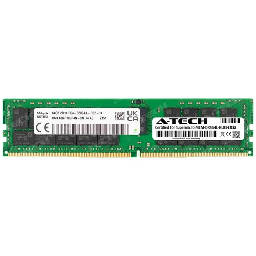 64GB DDR4 PC4-25600 RDIMM Supermicro MEM-DR464L-HL03-ER32 Equivalent Memory RAM