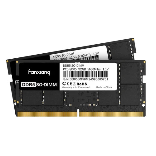 fanxiang SODIMM DDR5 5600MHz RAM 64GB Kit (2 x 32GB),CL46 1.1V SODIMM 262 Pin La