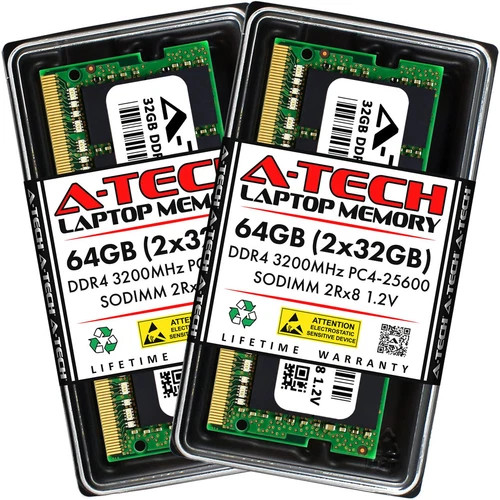 A-Tech 64GB (2x32GB) DDR4 3200 MHz SODIMM PC4-25600 (PC4-3200AA) CL22 2Rx8 Non-E