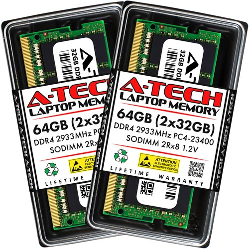 A-Tech 64GB 2x 32GB PC4-23400 Laptop SODIMM DDR4 2933 Non-ECC 288-Pin Memory RAM