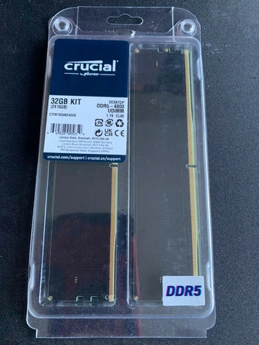 Crucial RAM 32GB Kit (2x16GB) DDR5 4800MHz Memory CT2K16G48C40U5 SEALED