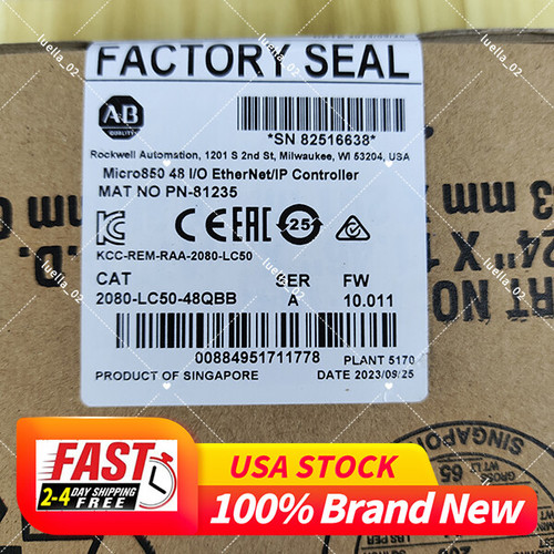 New Factory Sealed Allen-Bradley 2080-LC50-48QBB Micro850 EtherNetIP Controller - Product Image