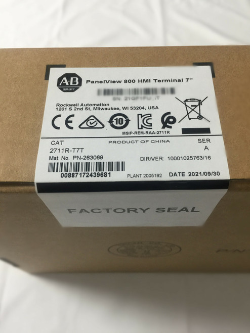 New New Factory Sealed Allen-Bradley 2711R-T7T PANELVIEW 800 7-INCH HMI TERMINAL 0887172439681 - Product Image