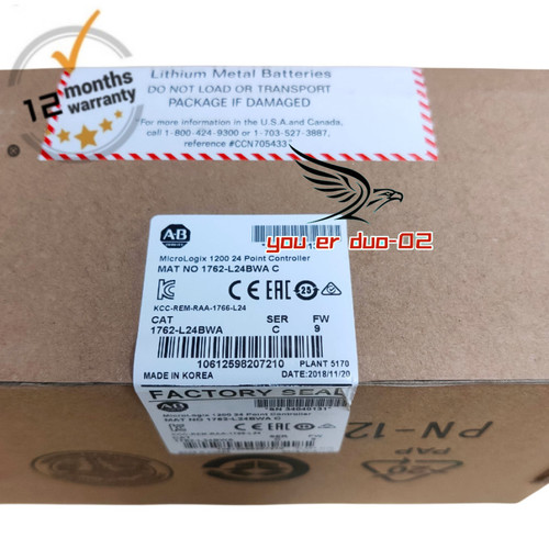 New NEW  Sealed Allen-Bradley 1762-L24BWA SER C MicroLogix 1200 24Point Controller - Product Image