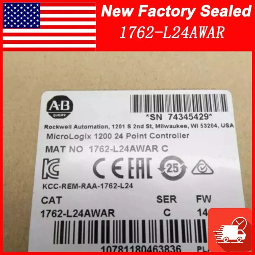 New NEW PLC 1762-L24AWAR SER C MicroLogix 1200 24 Point Controller AB 1762L24AWAR Does not Apply - Product Image