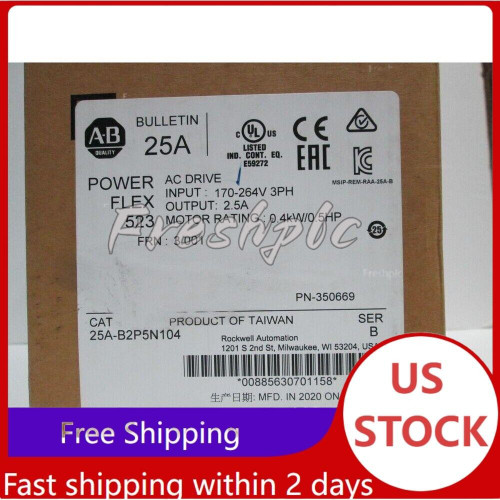 New NEW 25A-B2P5N104 AB Allen-Bradley PowerFlex 523 0.4kW 0.5Hp AC Drive US Free Tax - Product Image