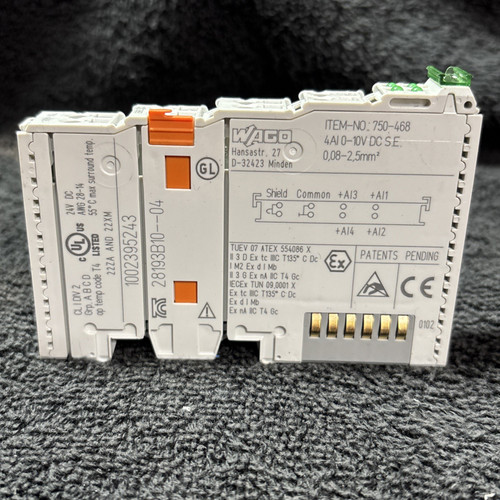 Used WAGO 750-468 4 CHANNEL ANALOG INPUT MODULE 0-10VDC 750-468, WAGO 750 468, WAGO 750-468 - Product Image