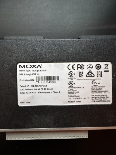 New MOXA IOLOGIK E1210 ETHERNET REMOTE, I0 WITH 2 PORT SWITCH AND 16 DIS  - Product Image