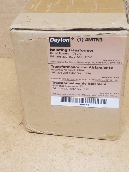 New Dayton 4MTN3 Control Transformer 208-230-460V - Product Image