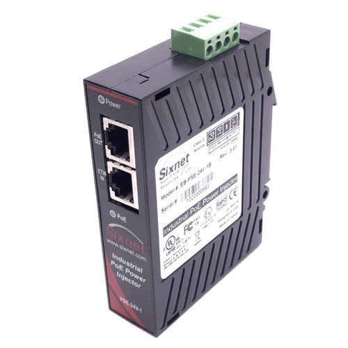 New Sixnet EB-PSE-24V-1B PoE Power Over Ethernet Injector, 24VDC, 10100Base, RJ45 EB-PSE-24V-1B, PSE-24V-1 - Product Image