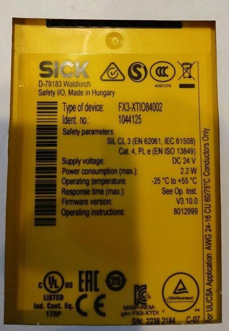 New SICK D-79183 Waldkirch FX3-XTD180002 Safety IO Module  - Product Image