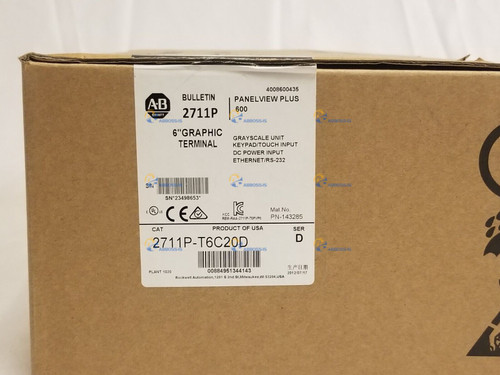 New Allen-Bradley 2711P-T6C20D PanelView Plus 600 AB 2711P-T6C20D Factory Sealed - Product Image