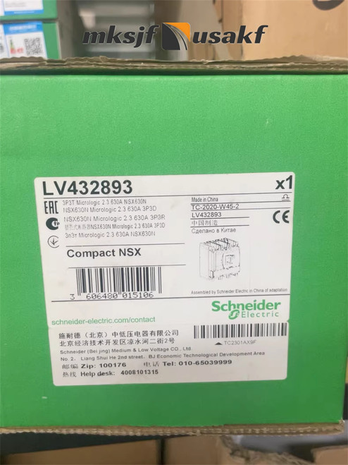 New LV432893 Circuit breaker Compact NSX630N 50KA 3P3D 630A US Free tax - Product Image