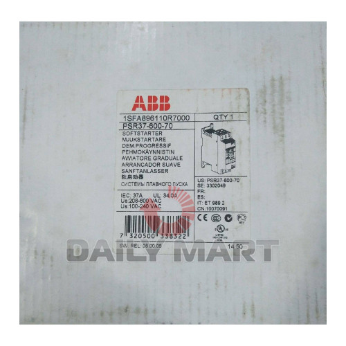 New New In Box ABB PSR37-600-70 1SFA896110R7000 Soft Starter 37A 18.5kW PSR3760070 1SFA896110R7000 - Product Image