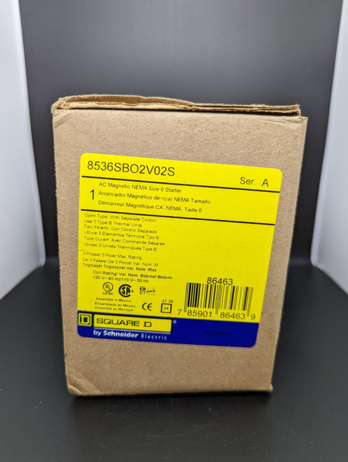 New Square D 8536SBO2V02S Size 0 120V Open Starter New In Box USA - Product Image
