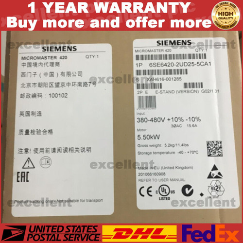 New New SIEMENS 6SE6420-2UD25-5CA1 6SE6 420-2UD25-5CA1 MM420 Series Inverter 5.5KW  - Product Image