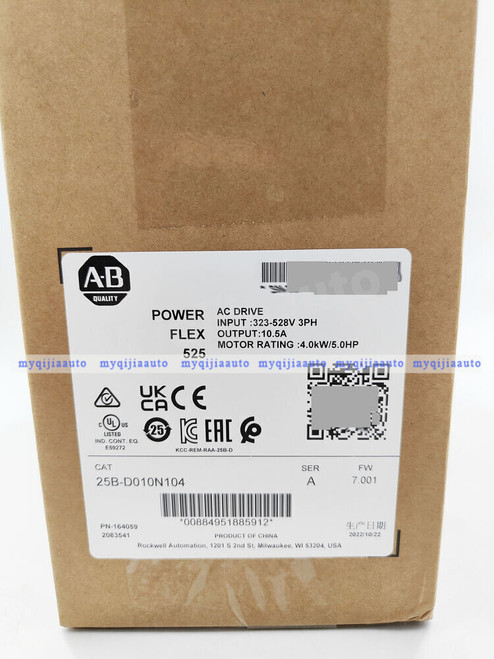 New Allen-Bradley 25B-D010N104 PowerFlex 525 4kW 5Hp AC Drive - Product Image