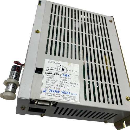 Used TEIJIN SEIKI VIGOSERVO ARS15-06 SERVO CONTROL DRIVE 0.6Kw 200-230V 5060HZ - Product Image