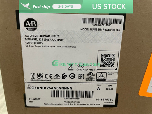 New AB 20G1AND125AN0NNNNN PowerFlex Air Cooled 755 AC Drive New - Product Image