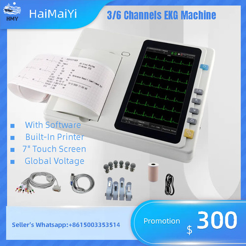 New 7inch touch screen Digital 3 Channel 12 Leads ECGEKG Machine Electrocardiograph ASDDSA243 - Product Image