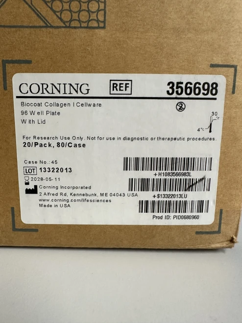 New Corning BioCoat 356698 Collagen 96-well Clear Flat Bottom TC-treated