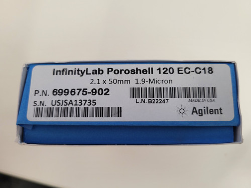 New Agilent 699675-902 InfinityLab Poroshell 120 EC-C18, 2.1 x 50 mm, 1.9 m